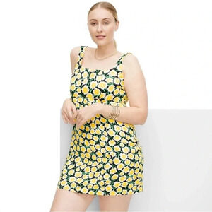 Diane Von Furstenburg x Target Yellow Poppy 90’s Mini Shift Dress Size 14